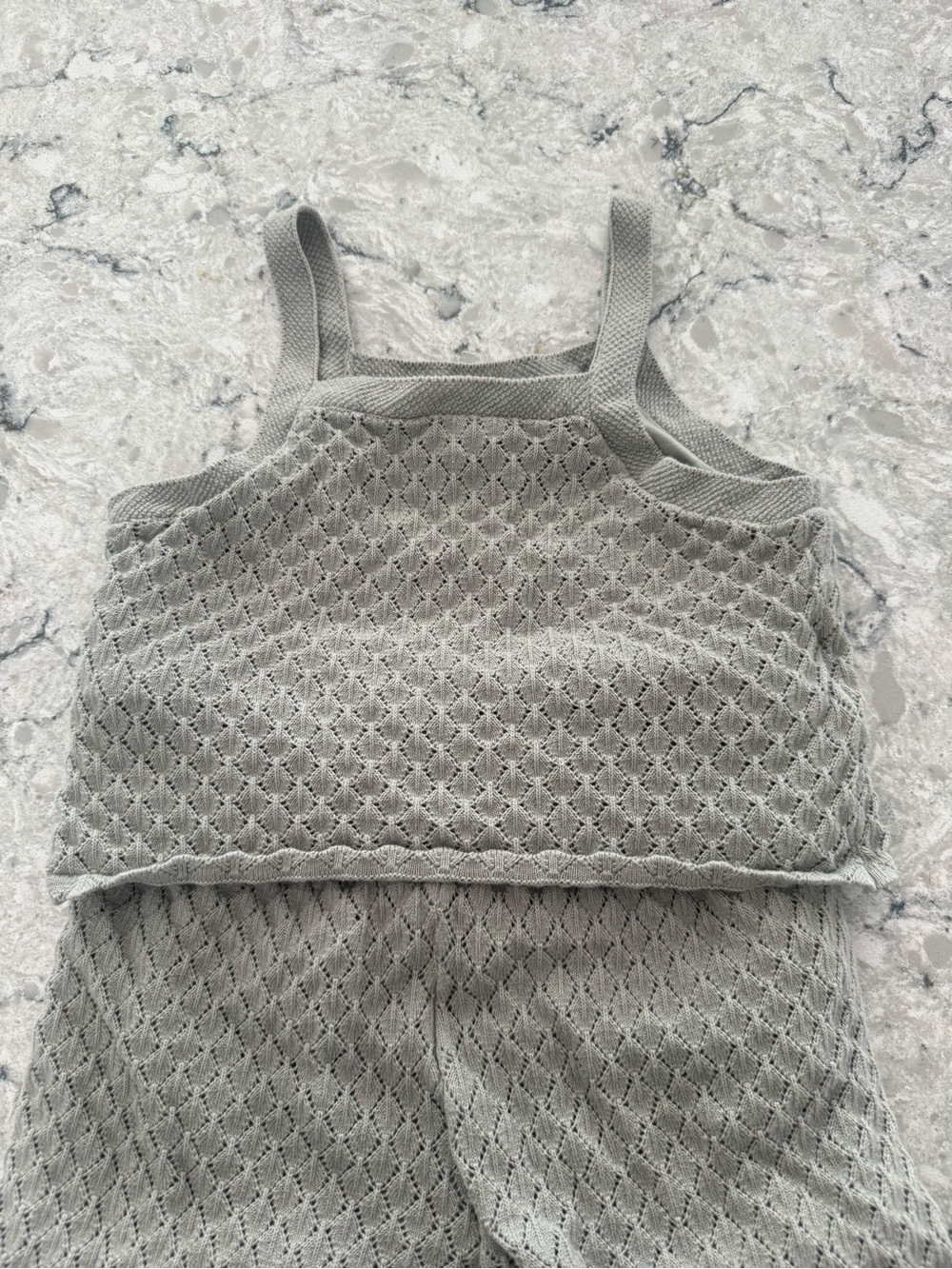 Rylee + Cru Light Grey Knit Bandeau Tank & Bottoms Set